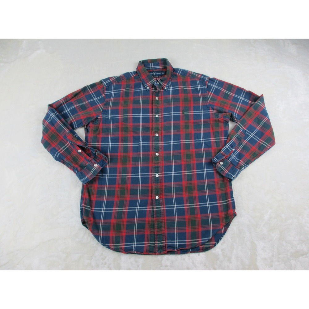 Ralph Lauren Shirt Mens Large Blue Red Plaid Button Up Classic Fit Pony Casual